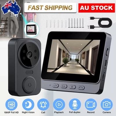 Video Door Bell WiFi Phone Intercom System with Monitor Doorbell Camera Wireless - image 1 of 4