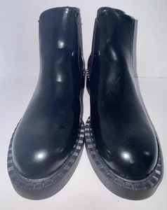 STEVE MADDEN WOMEN'S SZ 8 BLACK LEATHER SLIP ON ANKLE BOOTS POPPY/CHELSEA - Picture 1 of 7