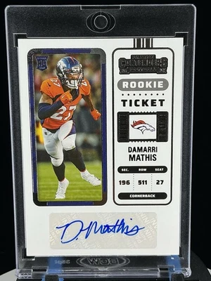 2022 Panini Contenders Damarri Mathis Rookie Ticket Auto Denver Broncos #206￼ - Image 1 of 4