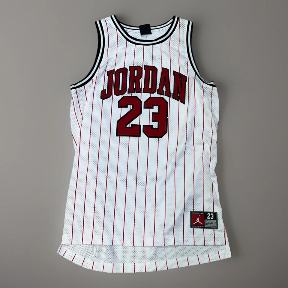 Jordan Brand White Striped Basketball Jersey 23 Kids Size Youth XL