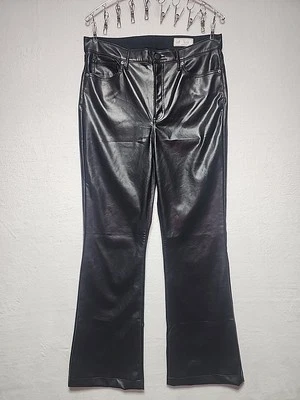 De Colección Y2K Gap Mujer 32 Pantalones de Cuero Vegano Pierna Ancha Moto Motociclista Steampunk Gótico Foto 1 de 4