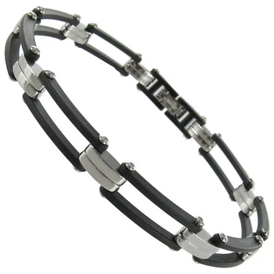 Brazalete para hombre Rochet Roma vinculado negro compuesto de carbono y acero inoxidable Foto 1 de 3