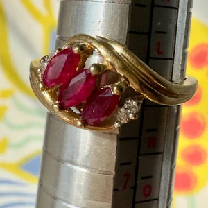 Vintage Rubin und Diamant 14k Gold Ring Gr. 6,5 - Bild 1 von 5