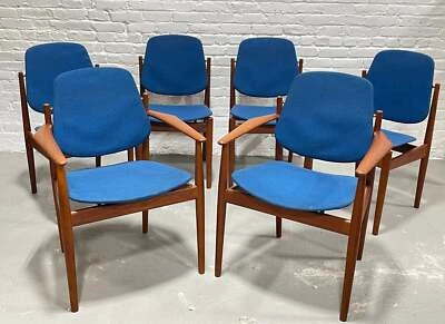 SILLAS DE COMEDOR DANESAS modernas de teca modelo 203 de mediados de siglo RARAS de Arne Vodder para F Foto 1 de 4