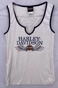 Harley-Davidson Women's XL Notched V-Neck Tank Top Dixie Pelham Alabama White - Picture 1 of 7