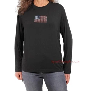 Camiseta CHICOS DESIGN XL 3 Negra Bandera EE. UU. Adornada Tachonada Tejida 4 de Julio - Imagen 1 de 8