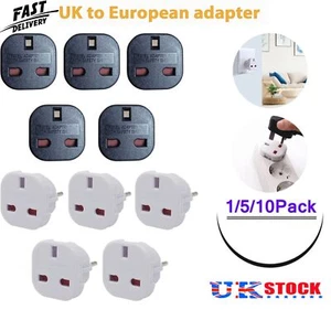 Adaptador de viaje Reino Unido a UE 1/5/10x enchufe para Francia Alemania Polonia Portugal España - Imagen 1 de 22