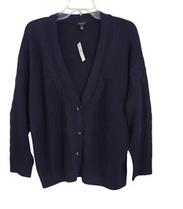 Talbots Womens Navy Blue Button Front Cardigan V Neck Long Sleeve Size 2X NWT - Picture 1 of 9