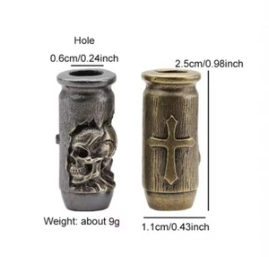 White Brass Skull Bullet Paracord Bead for Crafting - Picture 1 of 5