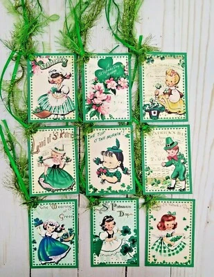 9 St.Patty's estilo vintage~hechas a mano~etiquetas de regalo~libros de recortes~diarios basura~artesanías Foto 1 de 3