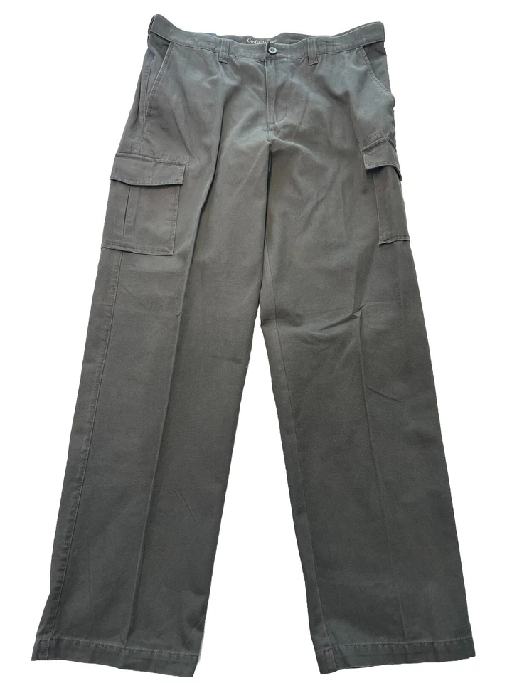 Croft & Barrow Men's Classic Fit Gray Canvas Cargo Pants 38x36 Big Tall NEW - Image 1 of 4