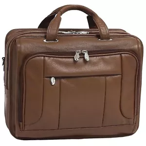 McKlein USA River West 15.6" Leather Fly Through Checkpoint Friendly Laptop Brie - Picture 1 of 10