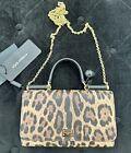 DOLCE & GABBANA Handbag Sicily Leopard Gold Leather Clutch Crossbody Bag Purse