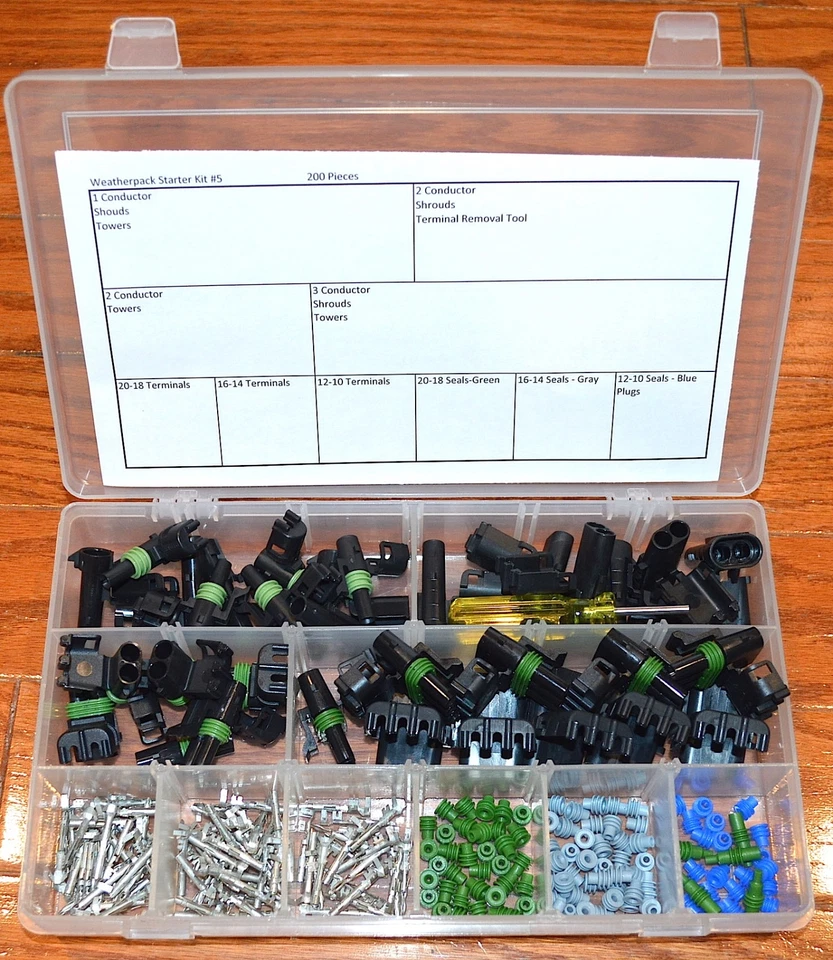 DELPHI WEATHER PACK CONNECTOR STARTER KIT #5X  355 PIECES  WEATHERPACK 1-3 Cond. Foto 1 de 1