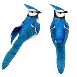 2PCS Clip On Artificial Birds Realistic Blue Jay 5.5Inch Clip on Clip 2pcs - Picture 1 of 6