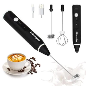 Kaffeeaufschäumer Hand Schaum Maschine USB-Wiederaufladbar Getränkemixer 3 Geschwindigkeiten (Schwarz) - Bild 1 von 7