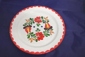 Antique Granit Hungary Ceramic Pottery Hand Painted Wall Plate Red tulip - Picture 1 of 4