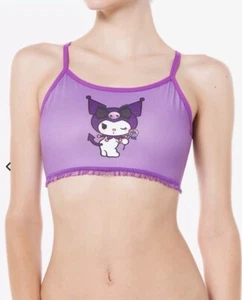 Kuromi Purple Crop Top Bralette With Spaghetti Straps & Lace Trim XL Polyester/S - Picture 1 of 5