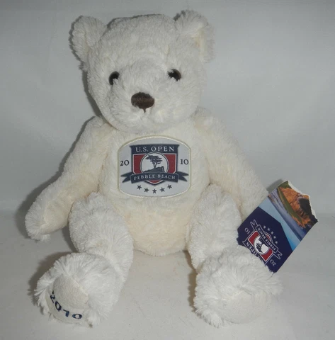 US Open Golf Tournament Pebble Beach 2010 Logo Plush White Teddy Bear 10" Tall Cover