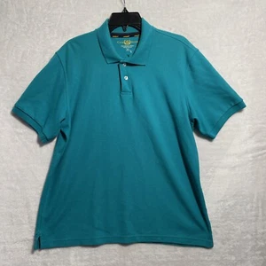 Club Room Mens Polo Shirt Solid Teal Green Medium Collar Short Sleeve Pullover - Picture 1 of 6