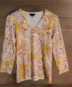 Daniel Bishop womens Large cashmere sweater unworn yellow orange pink - Picture 1 of 8