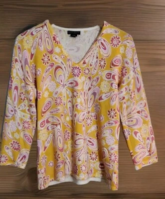 Daniel Bishop Mujer Grande Cachemir Suéter Sin Usar Amarillo Naranja Rosa Foto 1 de 4