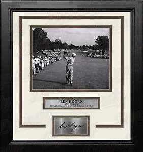 Ben Hogan 1-Iron Shot at 1950 US Open at Merion Framed Photo Engraved Autograph