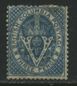 British Columbia 1865 3d blue mint heavy hinged - Picture 1 of 1