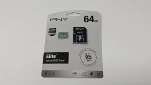 PNY Elite 64GB Microsdxc Card up to 85MB/Sec W/ Adapter - Picture 1 of 2