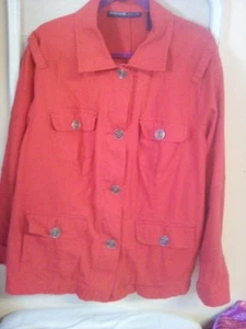Avenue Women's Red Jean Jacket 26/28 Plus Size Big Silver Buttons - Picture 1 of 7