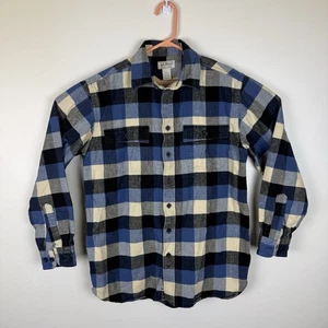 Camisa De Colección LL Bean Para Hombres Manga Larga Gamuza Pesada Azul A Cuadros Abotonada Mediana - Imagen 1 de 7