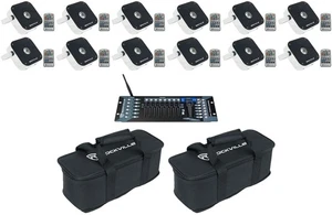 12) Rockville Mini RF1 V2 RGBWA+UV DMX DJ/Party Wash Lights+DMX Controller+Bag - Picture 1 of 12