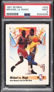 1991 Skybox Michael Jordan vs Magic Johnson NBA Finals Card #333 PSA 9 Mint - Picture 1 of 2