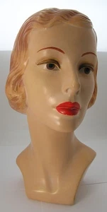 1940er Jahre weibliches Modell Deko Schlafzimmer Augen Hut Schaufensterpuppe Kopf Komposition-Gips 33 - Bild 1 von 10