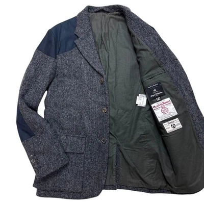Nigel Cabourn Harris Tweed Mallory Jacket XL 50 Herringbone Wool Navy Gray F/S - Image 1 of 4