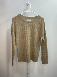 Suéter Croft & Barrow para mujer color tostado tejido con cable cuello redondo talla M - Imagen 1 de 7