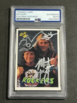 TARJETA AUTOGRAFIADA CLÁSICA FIRMADA POR LA WWF DE LOS ROCKERS 1990 CERTIFICADA PSA/ADN Foto 1 de 2