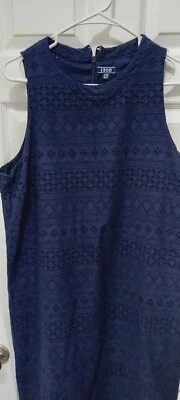 Izod Dress Womens Sz XL Blue Sleeveless Zip Eyelets Career Church  - Изображение 1 из 4