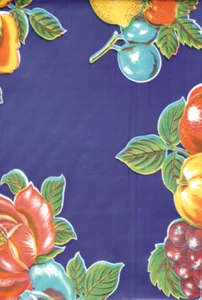 Oilcloth Fabric Lemons Blue Pattern Sold in Yard or Bolt - Picture 1 of 2