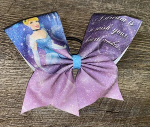 Disney Princess Cinderella Inspired Yellow Cheer Dance Hair Large Bow Ponytail - Picture 1 of 4