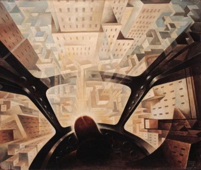Plunging into the City : Tullio Crali : Futurist Aviation Art : 1932 Print - Image 1 of 2