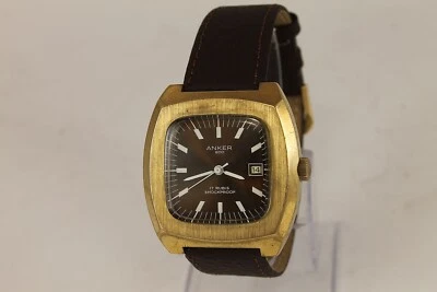 Reloj de pulsera alemán vintage ANKER 2000 17 joyas chapado en oro años 60 Foto 1 de 4