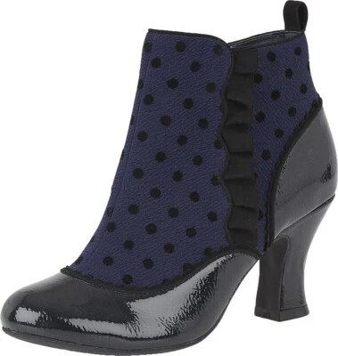 Ruby Shoo ANTOINETTE Vintage POLKA DOT Ruffle STIEFELETTE Ankle Boots Rockabilly - Bild 1 von 3