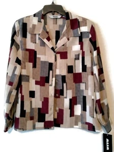 ALIA Women's Petite Multicolor Button Front Long Sleeve Top Size 6P NWT - Picture 1 of 8