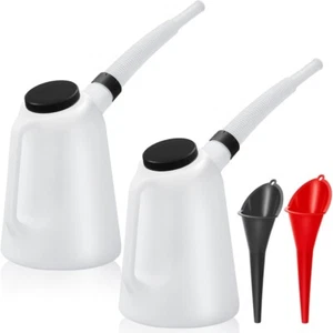2 Pack 5 Quart Oil Jug with Spout Measuring Container Automotive Funnels Set - Picture 1 of 6