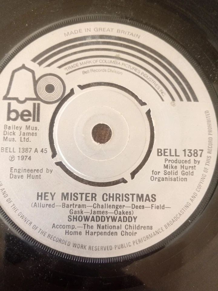SHOWADDYWADDY HEY MISTER CHRISTMAS 1974 UK BELL RECORDS 7" 45 BELL 1387 - Image 1 of 1