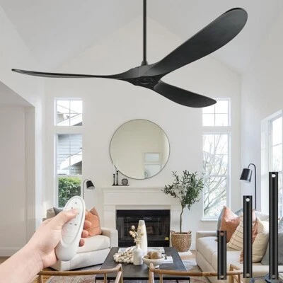 Ceiling Fans without Lights, 72 inch Ceiling Fan no Light, Black 7406 series - Image 1 of 4