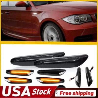 For BMW 328i 2pc Smoked LED Fender Side Marker Light Sequential Turn Signal Lamp Foto 1 de 4