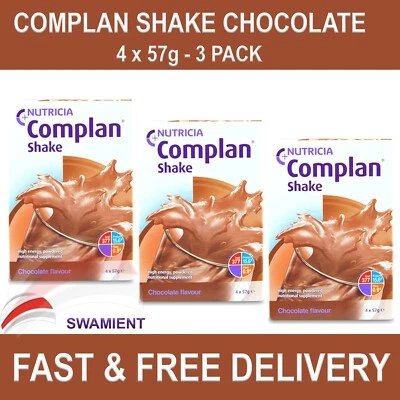 Complan Shake Chocolate Flavour 4x 57g (Pack X 3) = 12x57g