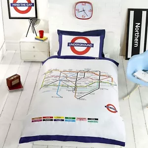 JUEGO DE FUNDA DE EDREDÓN UNDERGROUND TUBO MAPA DE LONDRES CON FUNDA DE ALMOHADA ROPA DE CAMA NUEVA - Imagen 1 de 3